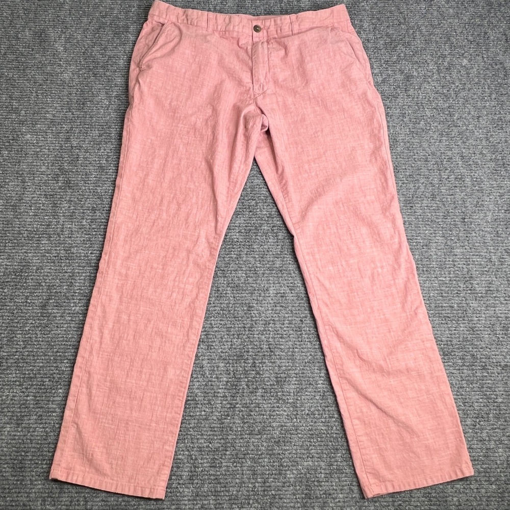 Bonobos Mens Slim Fit Chino Pants Salmon Pink Cotton Stretch 38x32